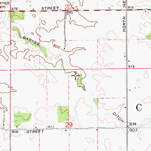 Topographic Map of Barnes Ditch, IN