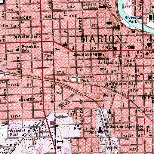 Topographic Map of Barnes Park, IN