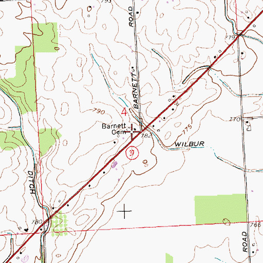 Topographic Map of Barnett Cemetery, IN