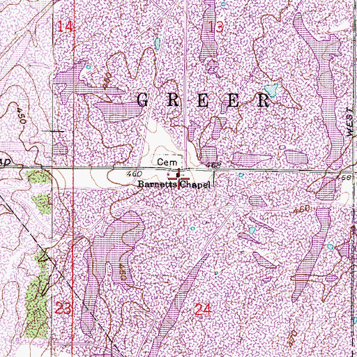 Topographic Map of Barnetts Chapel, IN