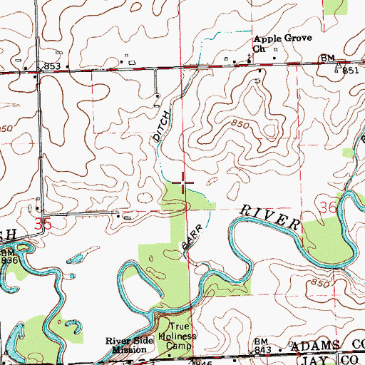 Topographic Map of Barr Ditch, IN