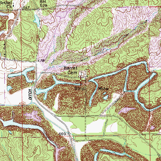 Topographic Map of Barre Cemetery, IN