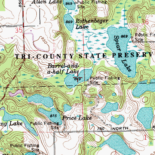 Topographic Map of Barel-and-a-Half Lake, IN