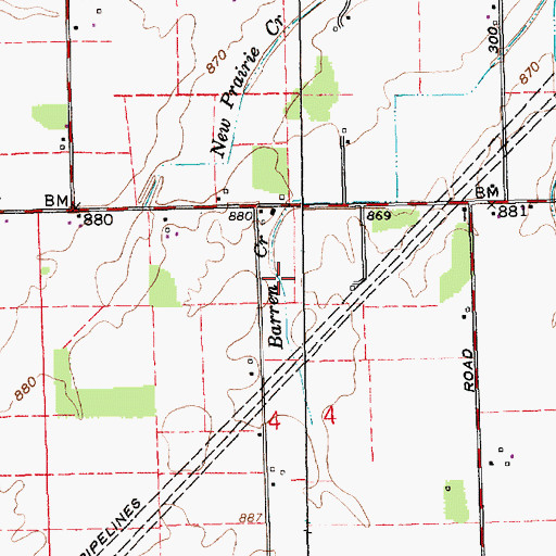Topographic Map of Barren Creek, IN
