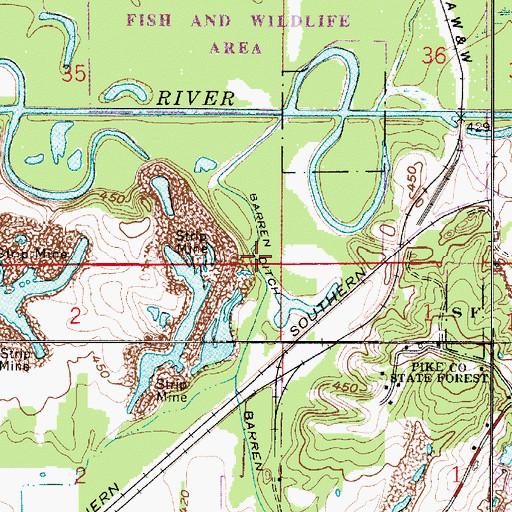 Topographic Map of Barren Ditch, IN