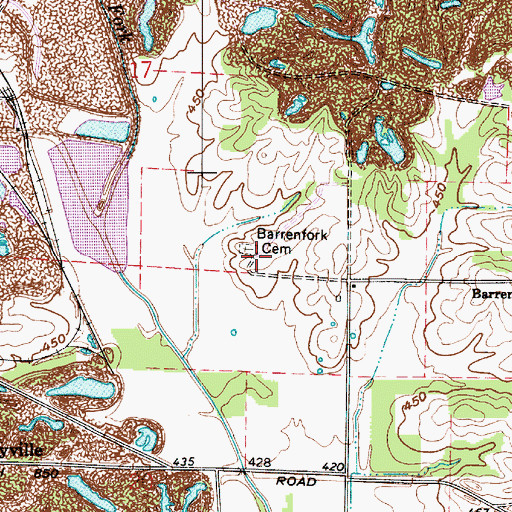 Topographic Map of Barrenfork Cemetery, IN