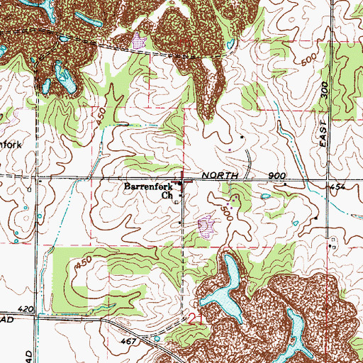 Topographic Map of Barrenfork Church, IN