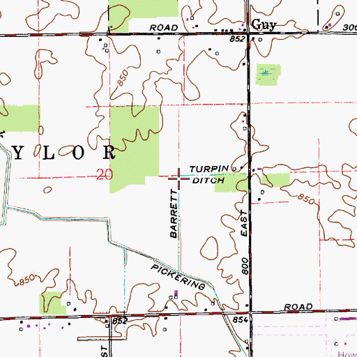 Topographic Map of Barrett Ditch, IN