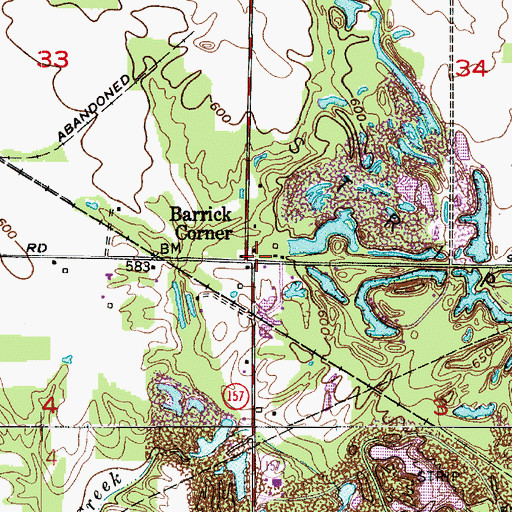 Topographic Map of Barrick Corner, IN