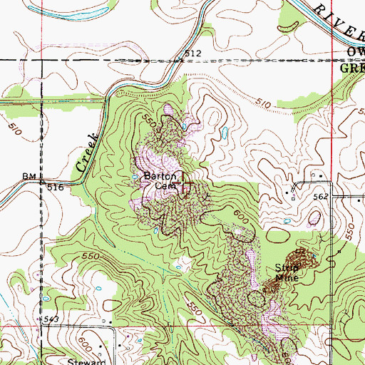 Topographic Map of Barton Cemetery, IN