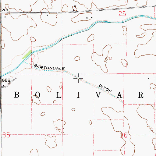 Topographic Map of Bartondale Ditch, IN