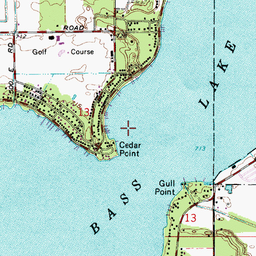 Topographic Map of Bass Lake, IN
