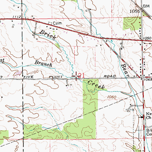 Topographic Map of Bat Branch, IN