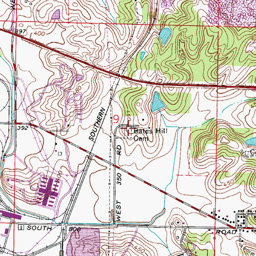 Topographic Map of Bates Hill Cemetery, IN
