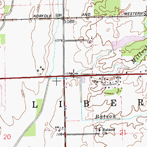 Topographic Map of Batson Drain, IN
