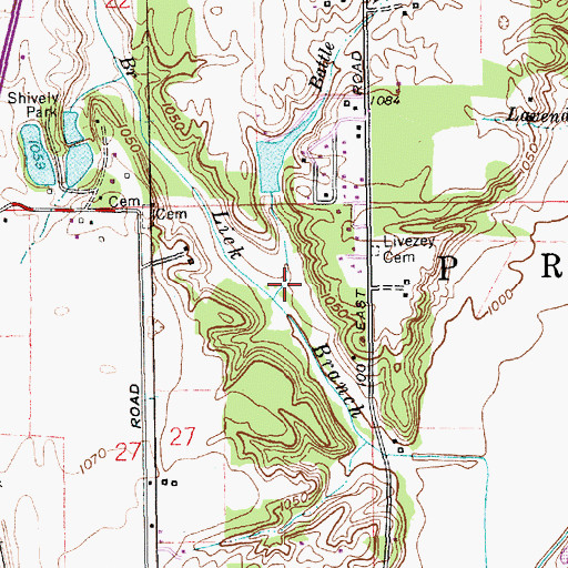 Topographic Map of Battle Brook, IN