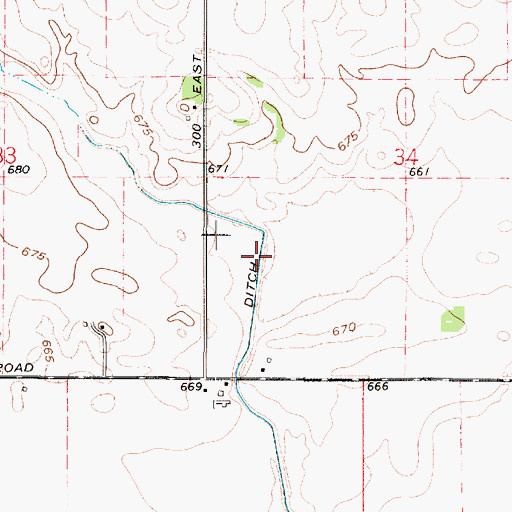 Topographic Map of Battleday Ditch, IN