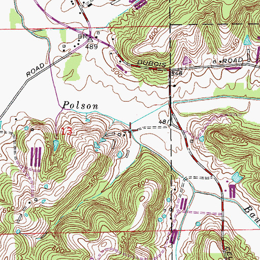 Topographic Map of Bauer Creek, IN
