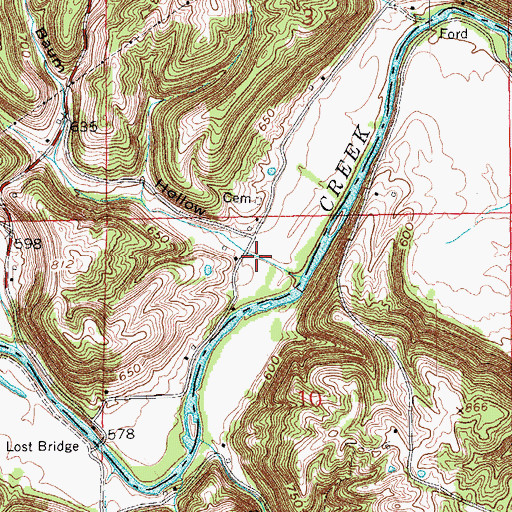 Topographic Map of Baum Hollow, IN