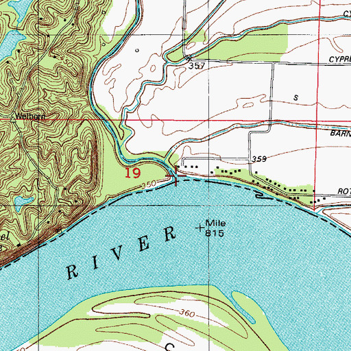 Topographic Map of Bayou Creek, IN