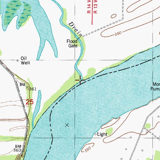 Topographic Map of Bayou Drain, IN