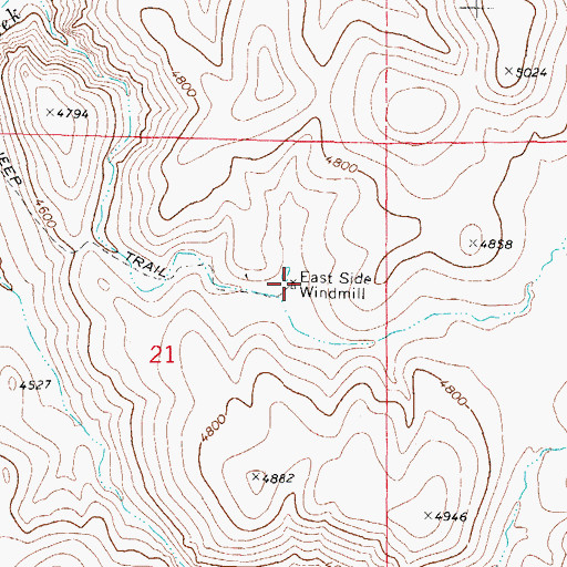 Topographic Map of East Side Windmill, AZ