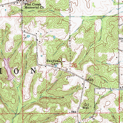 Topographic Map of Beadles Cemetery, IN