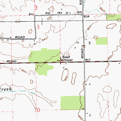 Topographic Map of Beall Chapel, IN