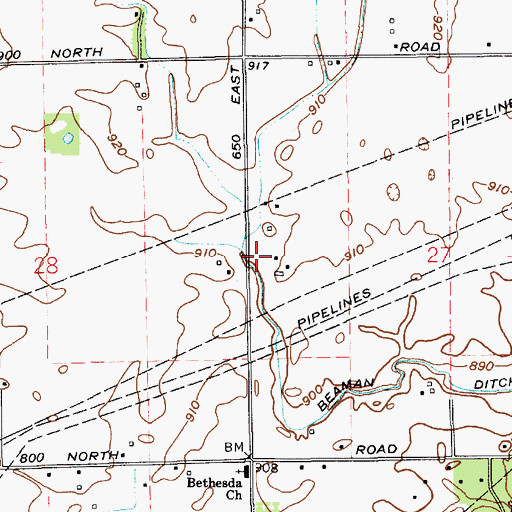 Topographic Map of Beaman Ditch, IN