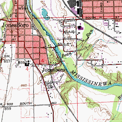 Topographic Map of Bean Run, IN
