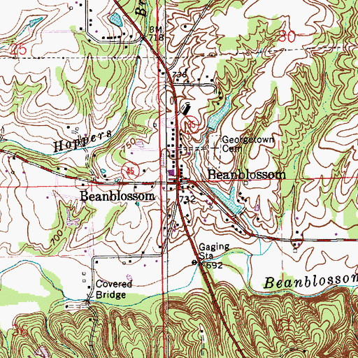 Topographic Map of Beanblossom, IN