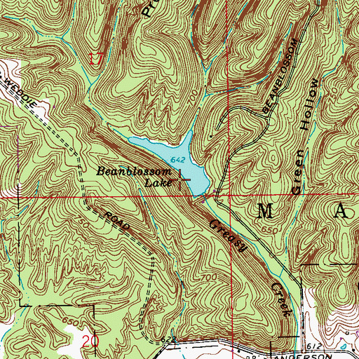 Topographic Map of Beanblossom Lake, IN