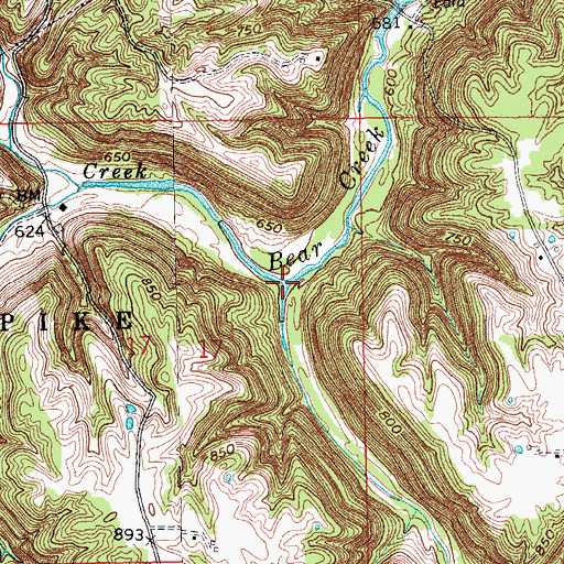 Topographic Map of Bear Branch, IN