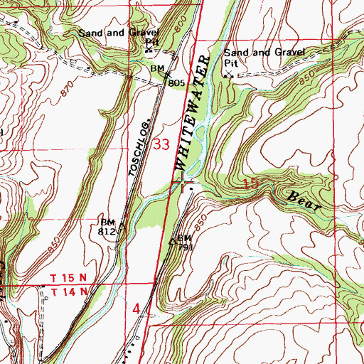 Topographic Map of Bear Branch, IN