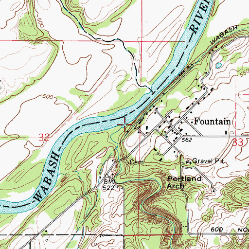Topographic Map of Bear Creek, IN