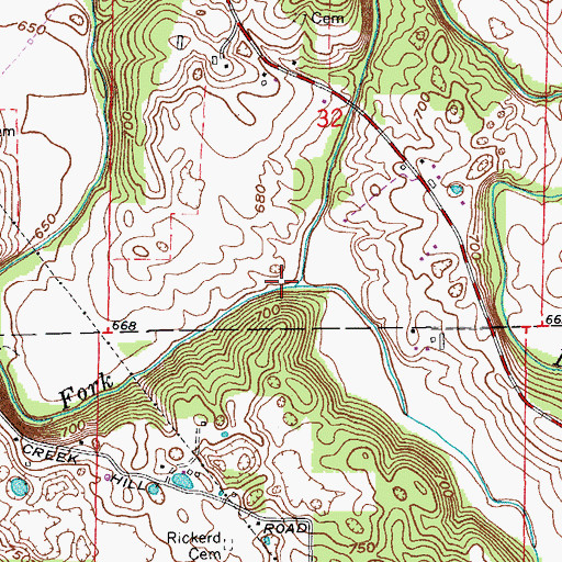 Topographic Map of Bear Creek, IN
