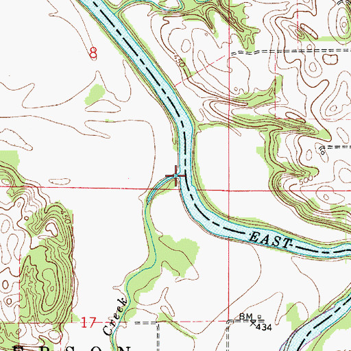 Topographic Map of Bear Creek, IN