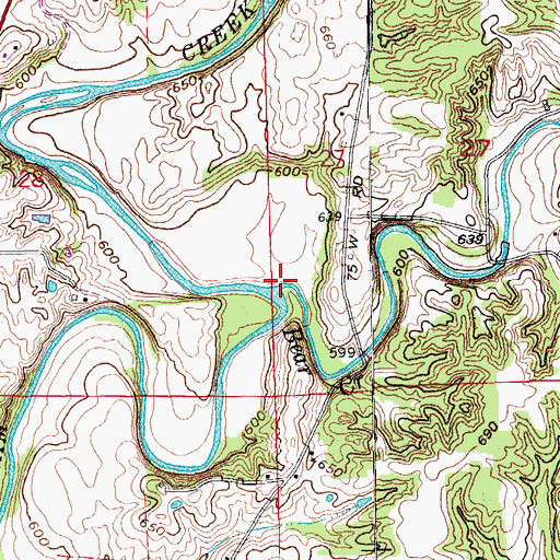 Topographic Map of Bear Creek, IN