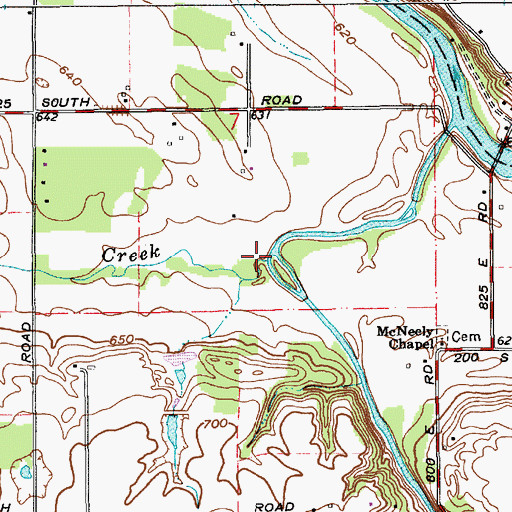 Topographic Map of Bear Creek, IN