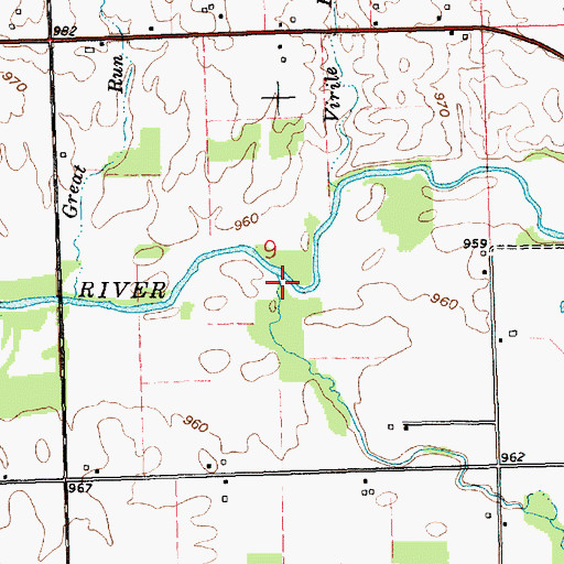 Topographic Map of Bear Creek, IN