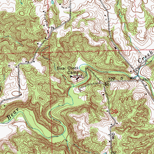 Topographic Map of Bear Creek Camp, IN