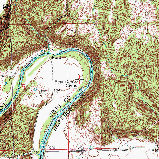 Topographic Map of Bear Creek Cemeteries, IN