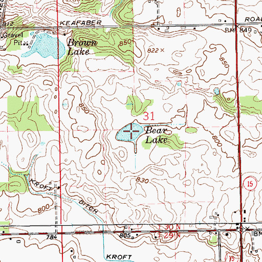 Topographic Map of Bear Lake, IN