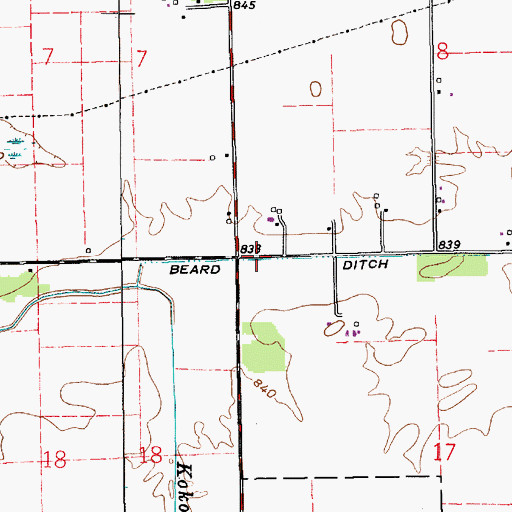 Topographic Map of Beard Ditch, IN