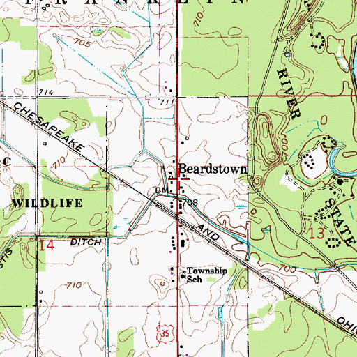 Topographic Map of Beardstown, IN