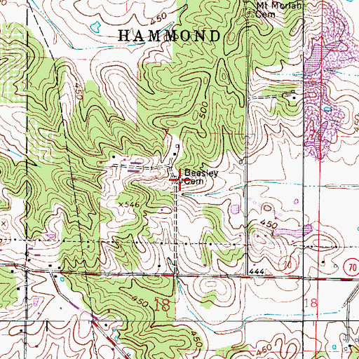 Topographic Map of Beasley Cemetery, IN