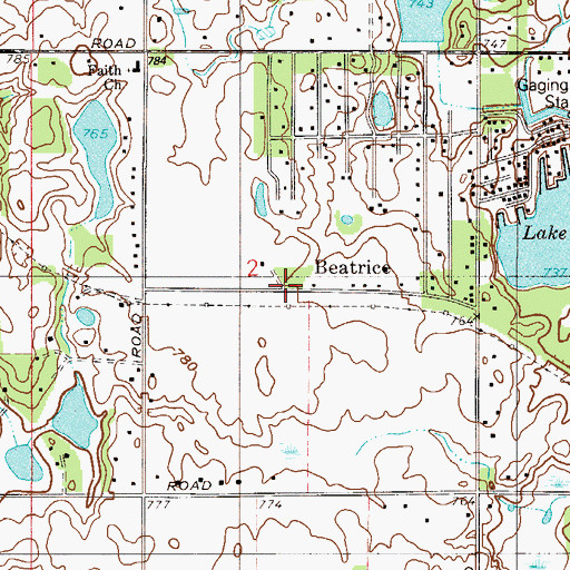 Topographic Map of Beatrice, IN