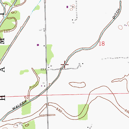 Topographic Map of Beatty Walker Ditch, IN