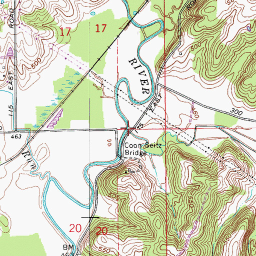 Topographic Map of Beaver Creek, IN
