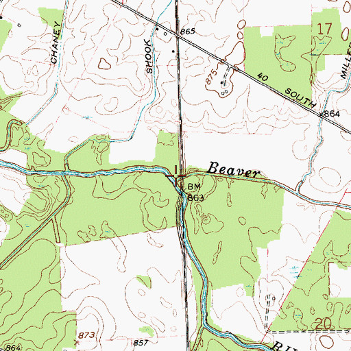 Topographic Map of Beaver Creek, IN